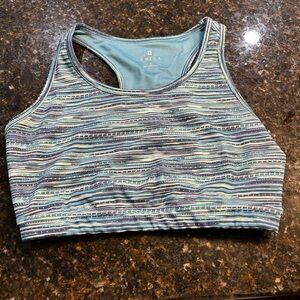 ZELOS Women's Striped Sports Bra - Blue